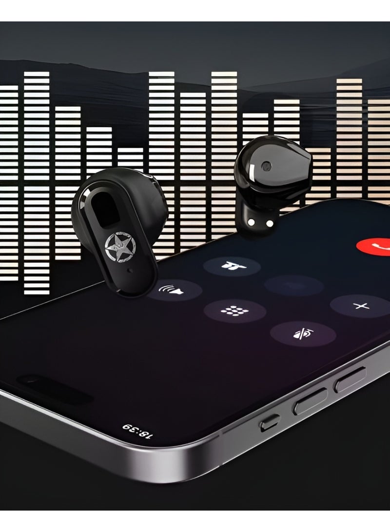 Jeep Wireless Earbuds with Charging Case – Bluetooth 5.3, Noise Reduction, Touch Control, Jeep Logo – Stylish Black Earphones with Star Emblem for Music, Calls & Adventure - Image 4